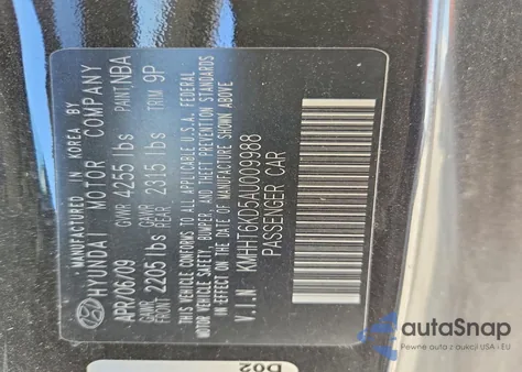 2010 Hyundai Genesis Coupe 2.0T z USA, uszkodzony, nr VIN KMHHT6KD5AU009988